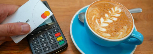 card payment and coffee